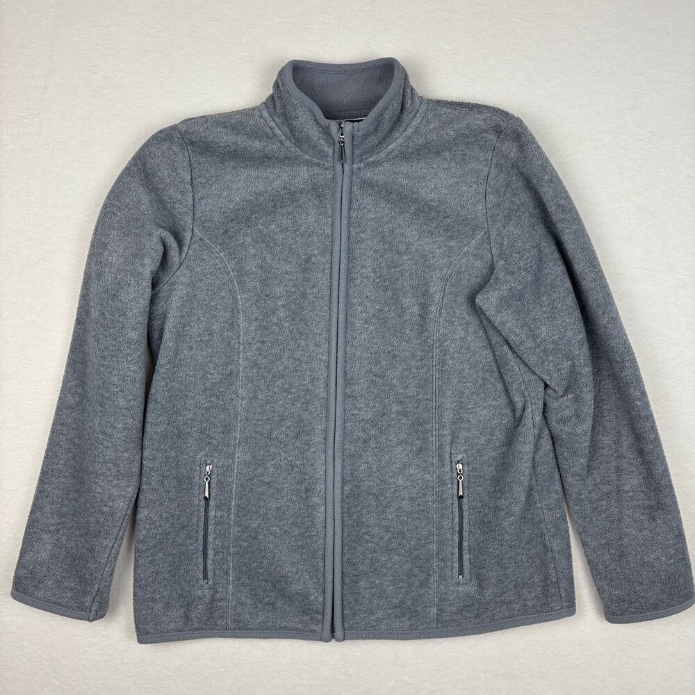 Karen Scott Sport Grey Full Zip Fleece Jacket w/ Zip Pockets Size Small